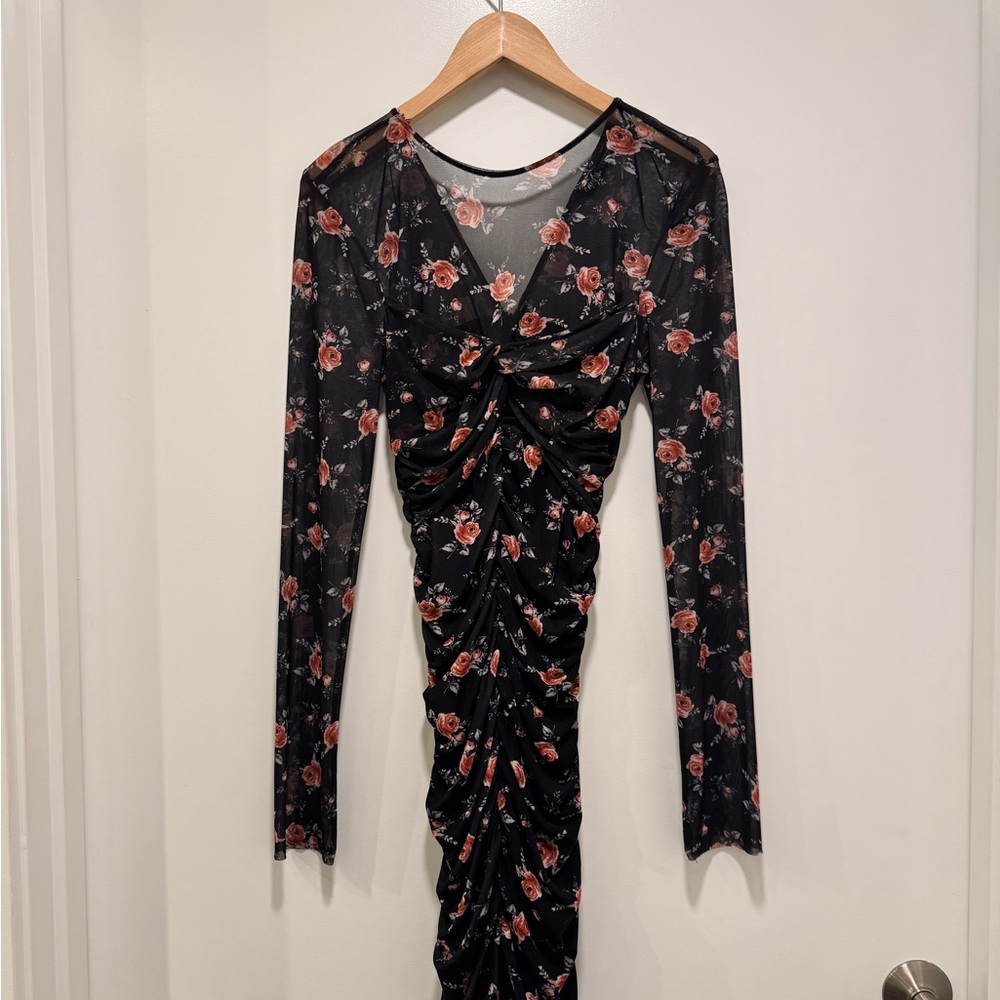 Zara Little Black Floral Mini Dress